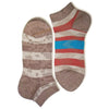 SPECIAL DEAL! 3 PAIRS | 2 in 1 Everyday Reversible Socks  | Ankle Socks | Unisex Size | Striped Pattern Brown - CHERRYSTONEstyle