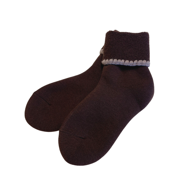Handcrafted Wool Cuff Socks | No Grip | Turn Cuff | 7 Colors - CHERRYSTONEstyle