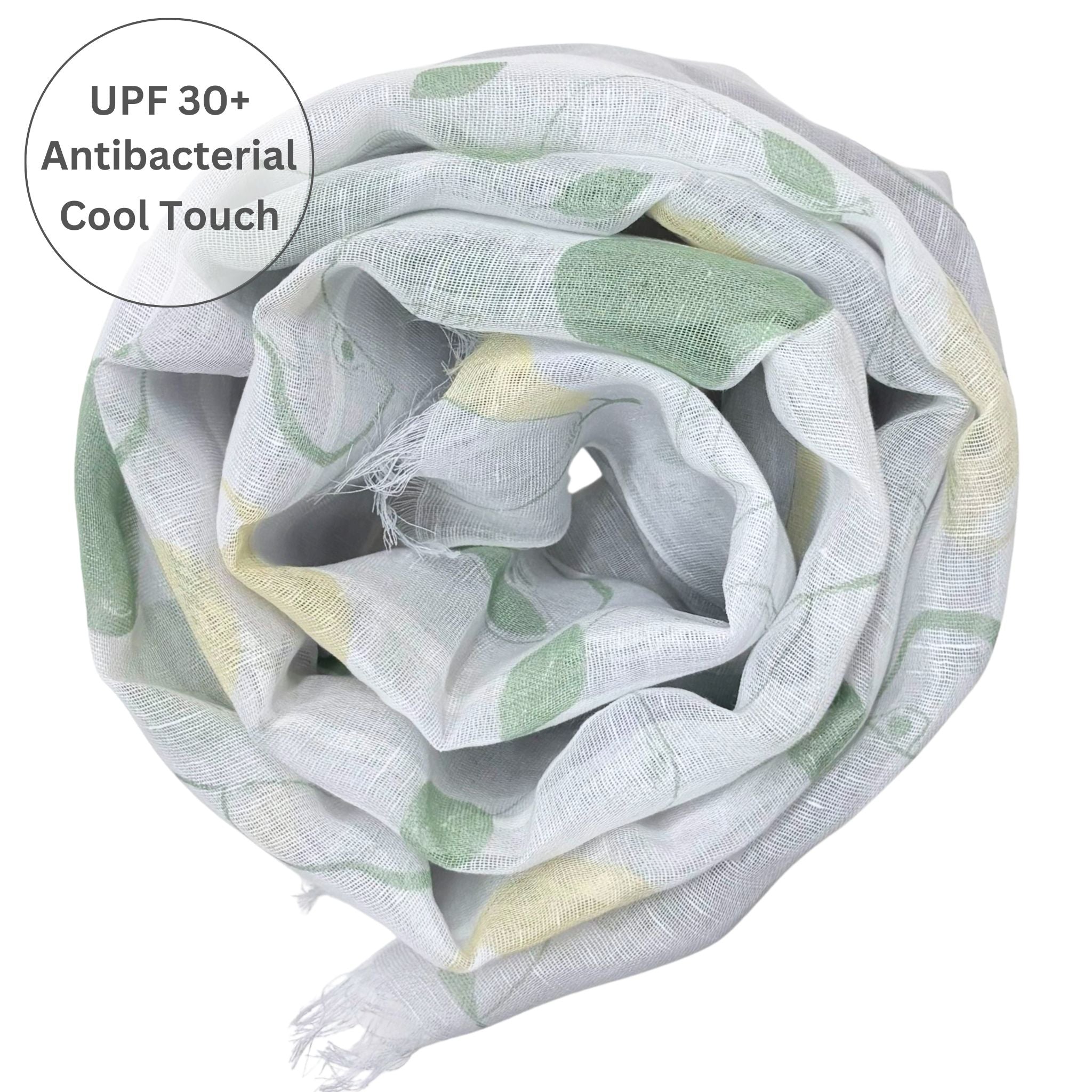 UPF 30+ Handwoven Cooling Fabric Linen Scarf on Loom | Pear