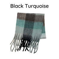 Warm Winter Chunky Fringe Scarf  | Oversized Shawl | Plaid | 7 Colors - CHERRYSTONEstyle