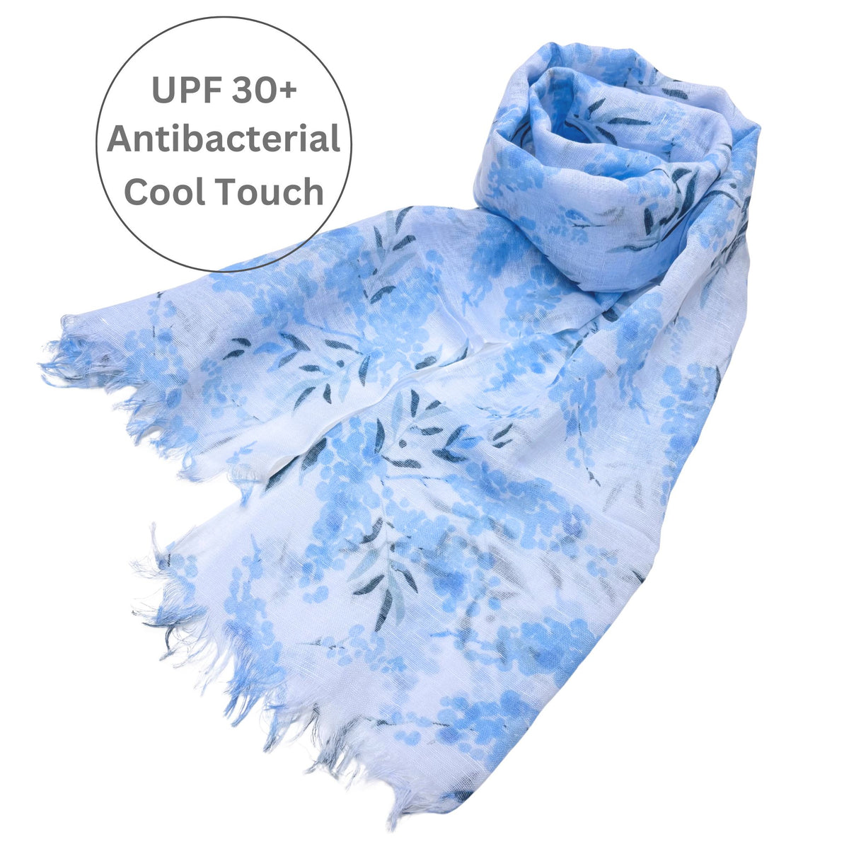 UPF 30+ Handwoven Cooling Fabric Linen Scarf on Loom | Mimosa Bouquet - CHERRYSTONE