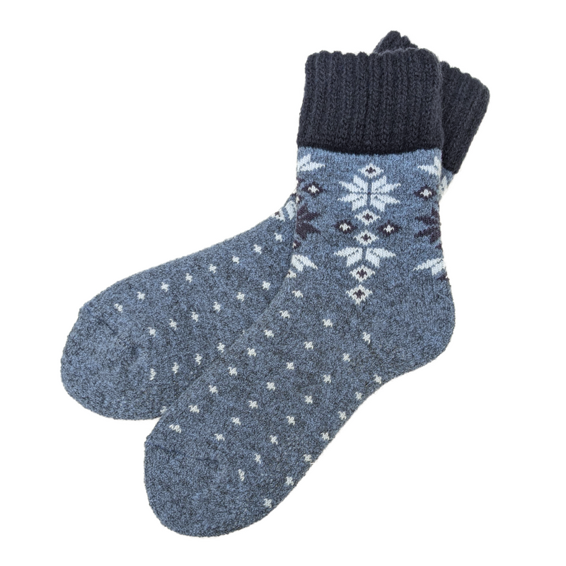 Thermal Snow Crystal Slipper Crew with Grips Unisex Large - CHERRYSTONEstyle