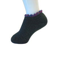 CHERRYSTONE® Thermal Wool Blend Slipper Socks with Grips | Charcoal with  Mixed Color Picot Trim - CHERRYSTONEstyle