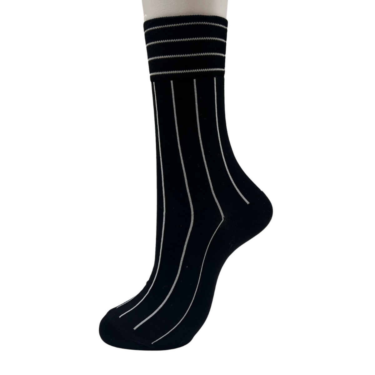 Stylish Pinstripe Crew Socks | Medium | Black, Camel or Navy - CHERRYSTONEstyle
