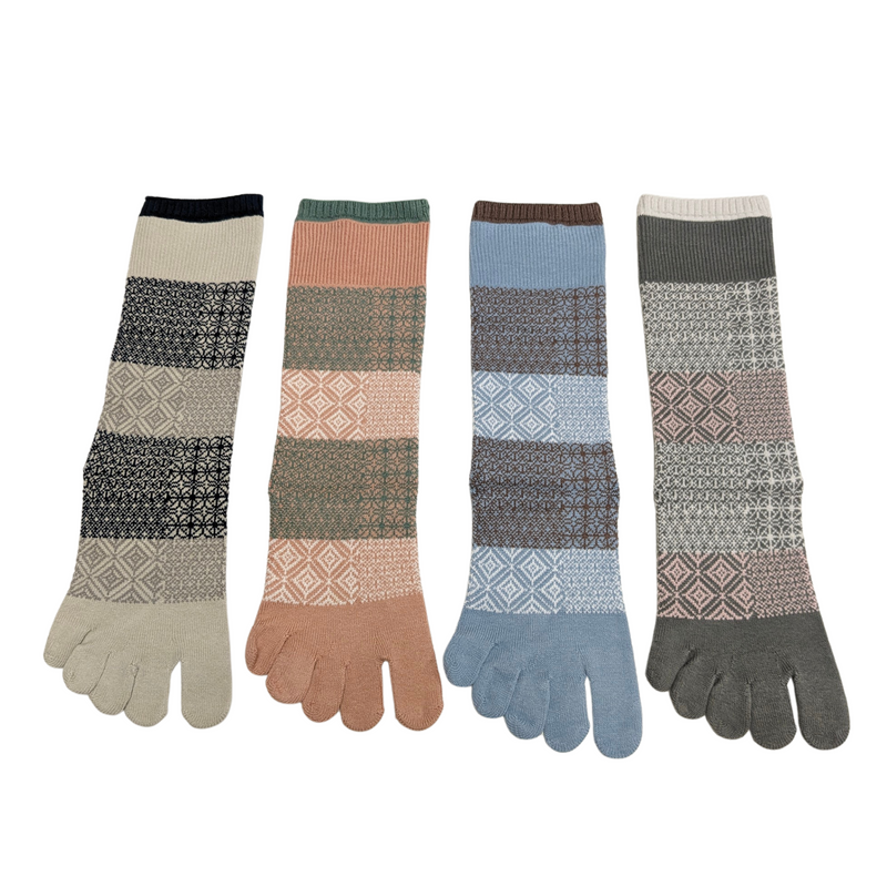 Cotton Blend 3D 5-Toe Socks Japanese Traditional Pattern Medium - CHERRYSTONEstyle