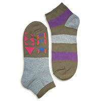 SPECIAL DEAL! 4 PAIRS | 2 in 1 Everyday Reversible Socks  | Ankle Socks | Unisex Size | Geometric Pattern(Brown x4) - CHERRYSTONEstyle