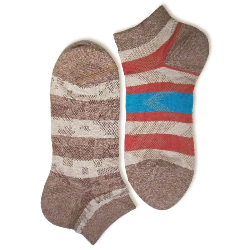 *SPECIAL DEAL! * 4 PAIRS | 2 in 1 Everyday Reversible Socks  | Ankle Socks | Unisex Size | Striped Pattern and Geometric Pattern - CHERRYSTONEstyle