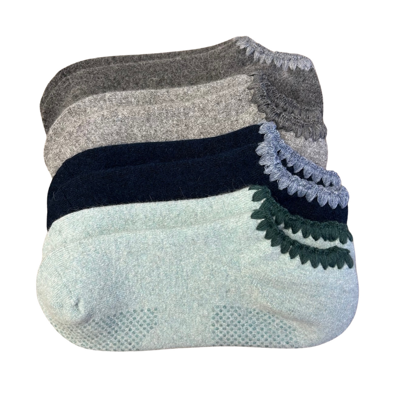 CHERRYSTONE® Slipper Socks | Angora and Wool Blend with Grips | Size Large | Aqua - CHERRYSTONEstyle