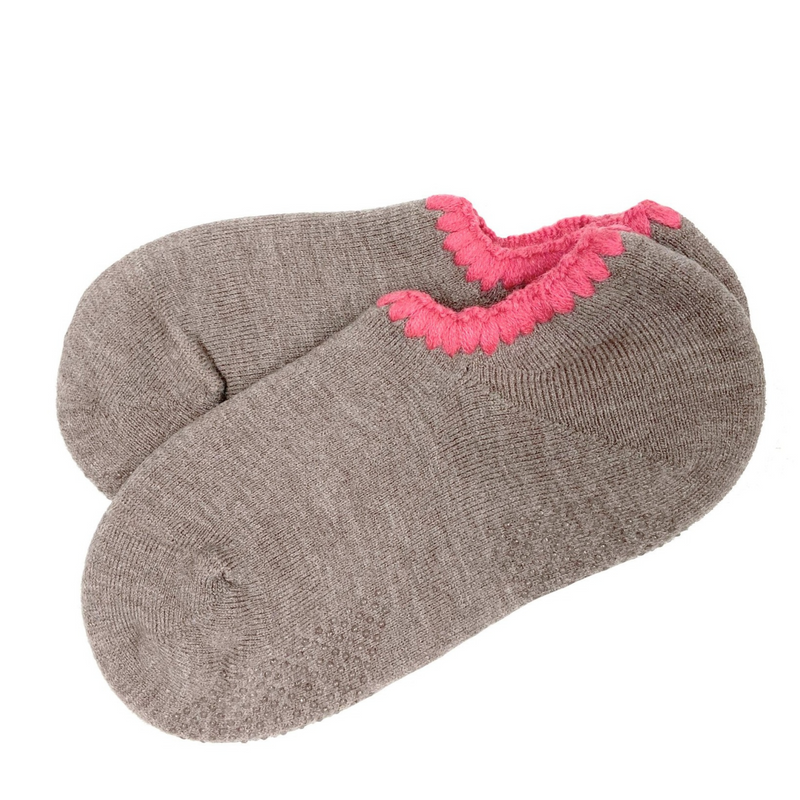 organic merino wool slipper socks with grips - red and navy – Lila New York  LLC