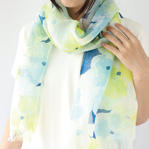 UPF 30+ Handwoven Cooling Fabric Linen Scarf on Loom | Flower Bouquet - CHERRYSTONEstyle