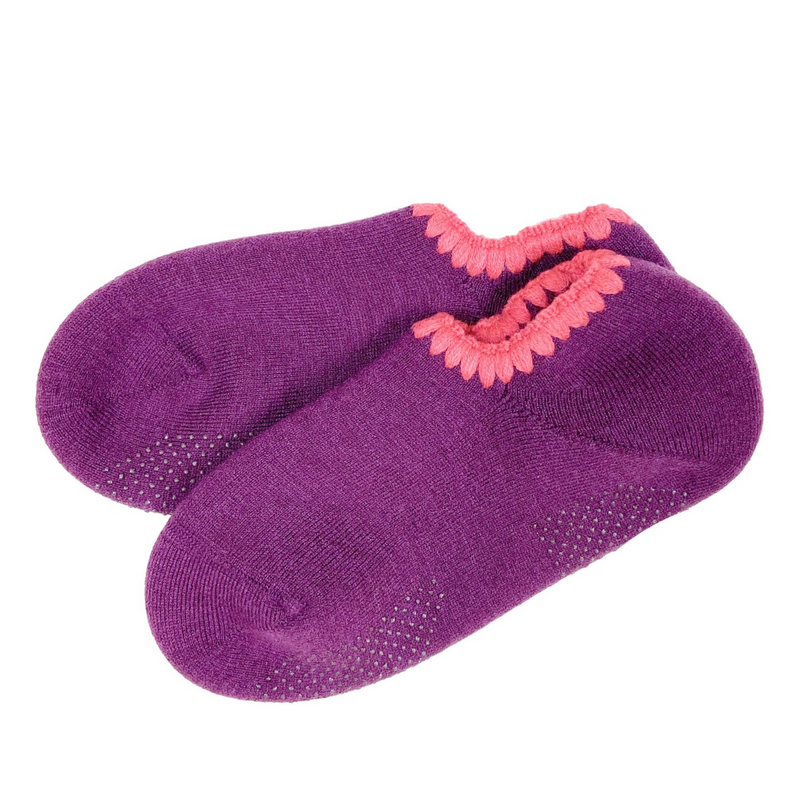Handcrafted Wool Slipper Socks | With Grips | Medium | 8 Colors, purple, warm & cozy, luxurious merino wool, perfect gifts and great companions for travels, Handmade