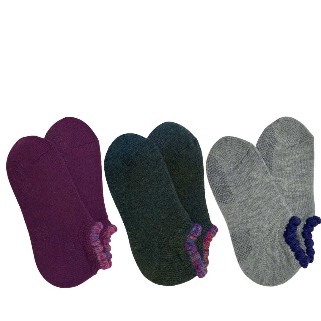 3 PAIRS ASSORTED PACK | Thermal Short Slipper Socks | With Grips | Medium - CHERRYSTONEstyle