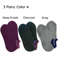 3 PAIRS ASSORTED PACK | Thermal Short Slipper Socks | With Grips | Medium - CHERRYSTONEstyle