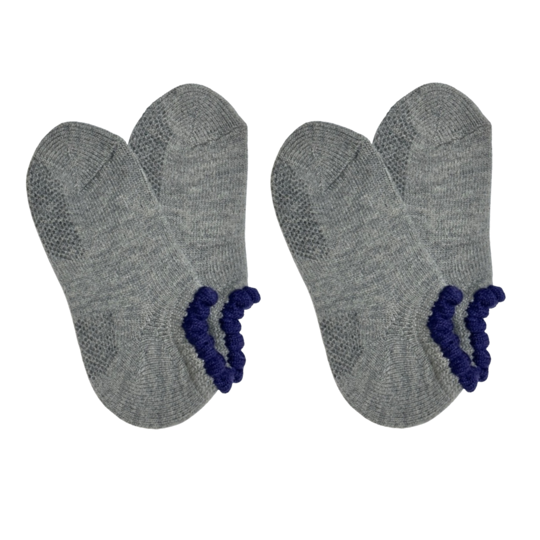 SPECIAL DEAL! 2 PAIRS | Thermal Wool Blend Slipper Socks with Grips |  Medium | Picot Trim | 4 Colors