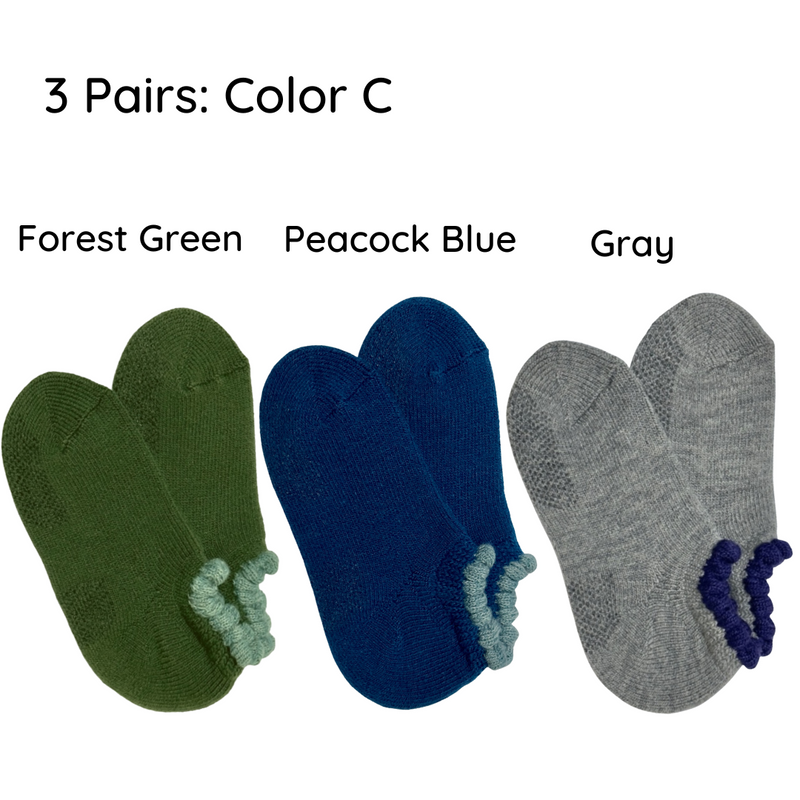 3 PAIRS ASSORTED PACK | Thermal Short Slipper Socks | With Grips | Medium - CHERRYSTONEstyle