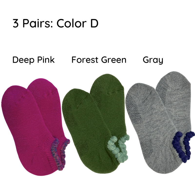 3 PAIRS ASSORTED PACK | Thermal Short Slipper Socks | With Grips | Medium - CHERRYSTONEstyle