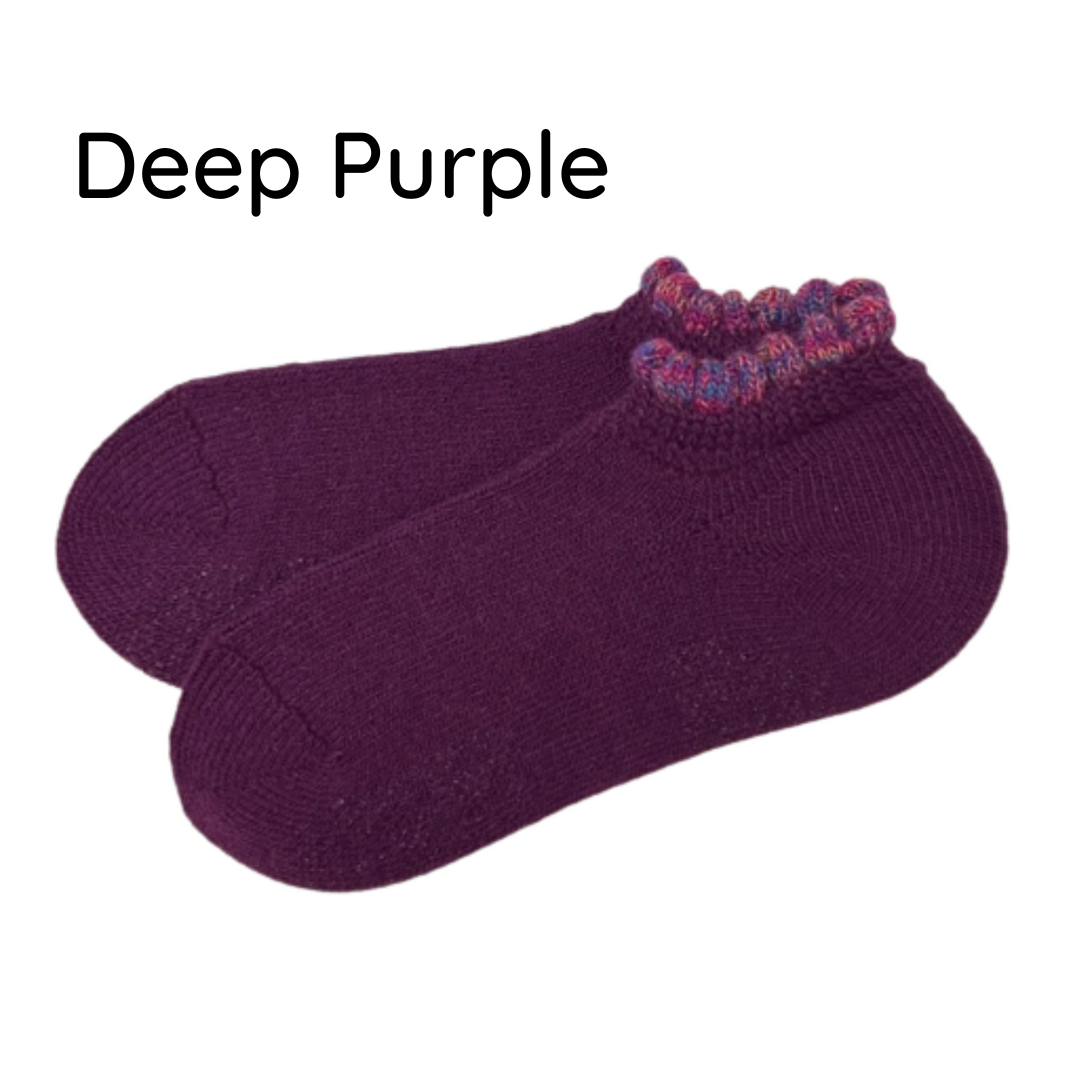 SPECIAL DEAL! 2 PAIRS | Thermal Wool Blend Slipper Socks with Grips | Medium | Picot Trim | 4 Colors - CHERRYSTONEstyle