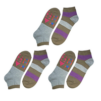 SPECIAL DEAL! 3 PAIRS | 2 in 1 Everyday Reversible Socks  | Ankle Socks | Unisex Size | Geometric Pattern Gray - CHERRYSTONEstyle