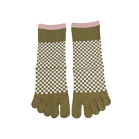 Cotton Blend 3D 5-Toe Socks Japanese Checkered Pattern Medium - Ultimate Comfort and Support, Improved Posture and Balance, Superior Warmth and Moisture Absorption, Unique Japanese Checkered Pattern, CHERRYSTONEstyle