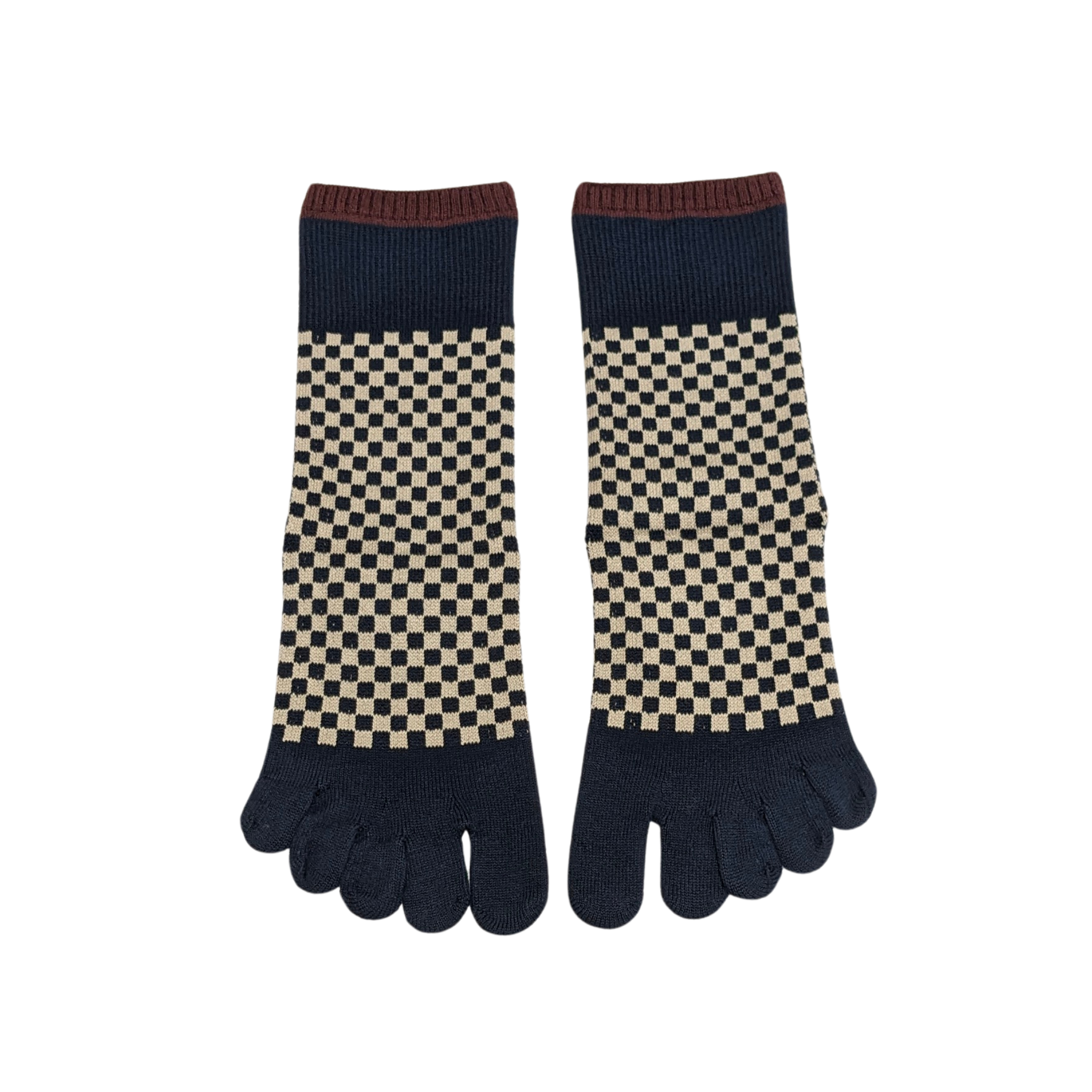 Cotton Blend 3D 5-Toe Socks Japanese Checkered Pattern Medium - Ultimate Comfort and Support, Improved Posture and Balance, Superior Warmth and Moisture Absorption, Unique Japanese Checkered Pattern, CHERRYSTONEstyle