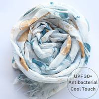 UPF 30+ Handwoven Cooling Fabric Linen Scarf on Loom | Summer Orange