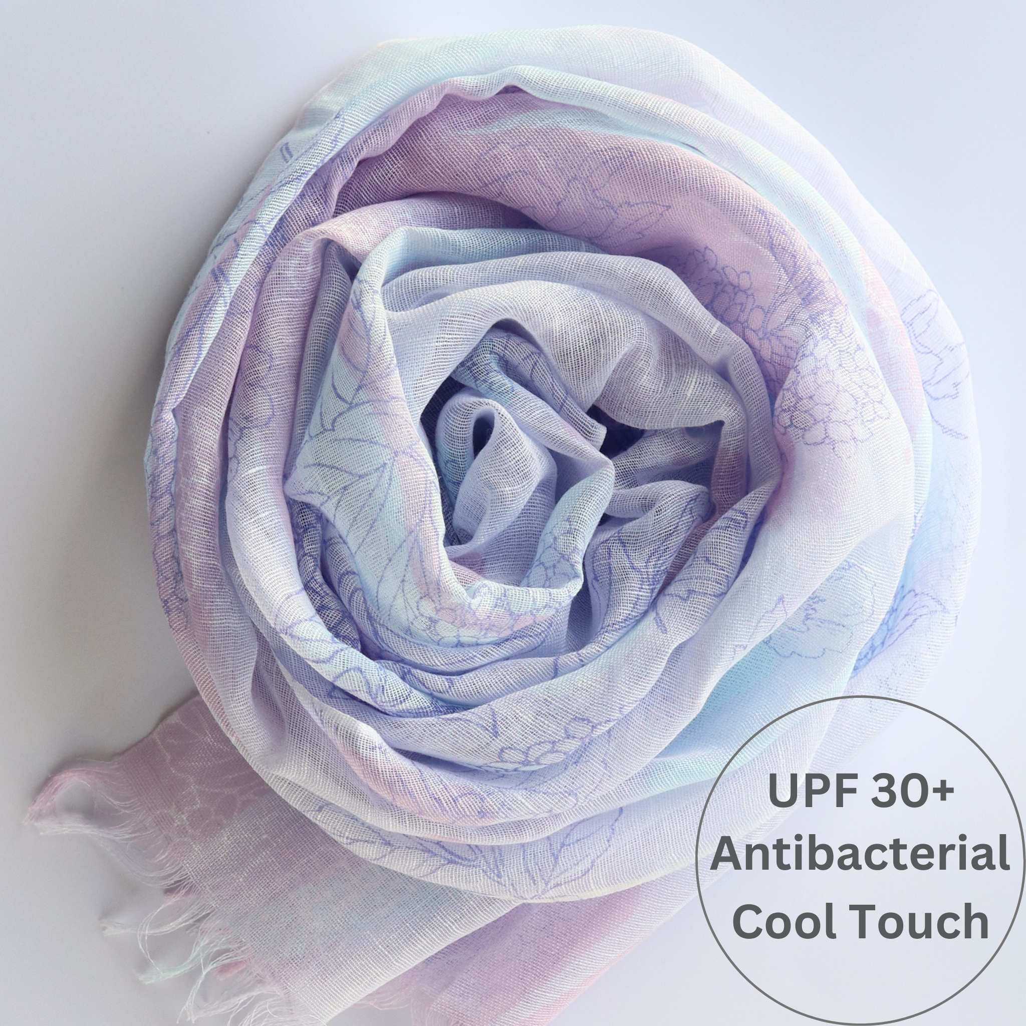 UPF 30+ Handwoven Cooling Fabric Linen Scarf on Loom | Hydrangea