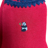 Wool Animal Crew Socks | Size Medium | Red with Panda - CHERRYSTONEstyle