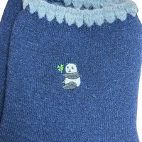 Wool Animal Embroidery Crew Socks  | Panda | Medium | 2 colors - CHERRYSTONEstyle