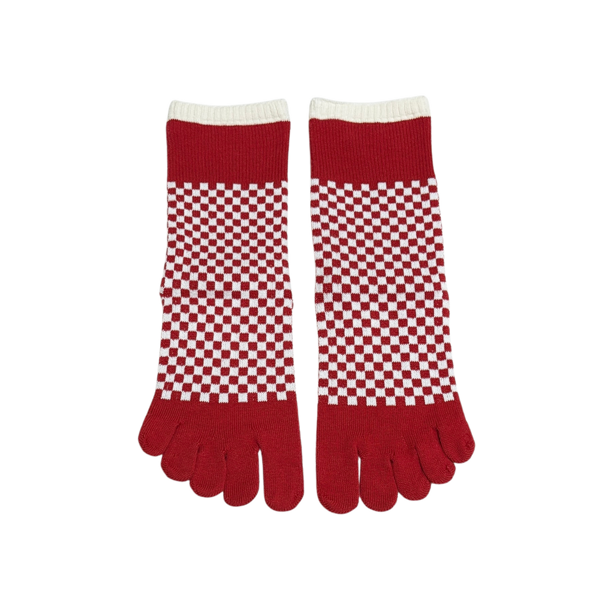 Cotton Blend 3D 5-Toe Socks Japanese Checkered Pattern Medium - CHERRYSTONEstyle