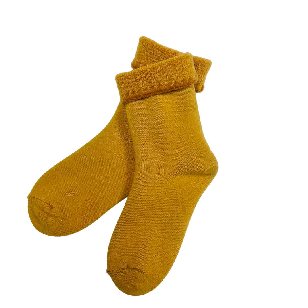 Earth Color Handcrafted Wool Slipper Socks and Crew Socks Set with Grips | LARGE | 2 Colors - CHERRYSTONEstyle