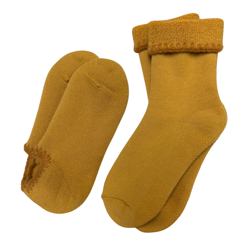 Earth Color Handcrafted Wool Slipper Socks and Crew Socks Set with Grips | LARGE | 2 Colors - CHERRYSTONEstyle