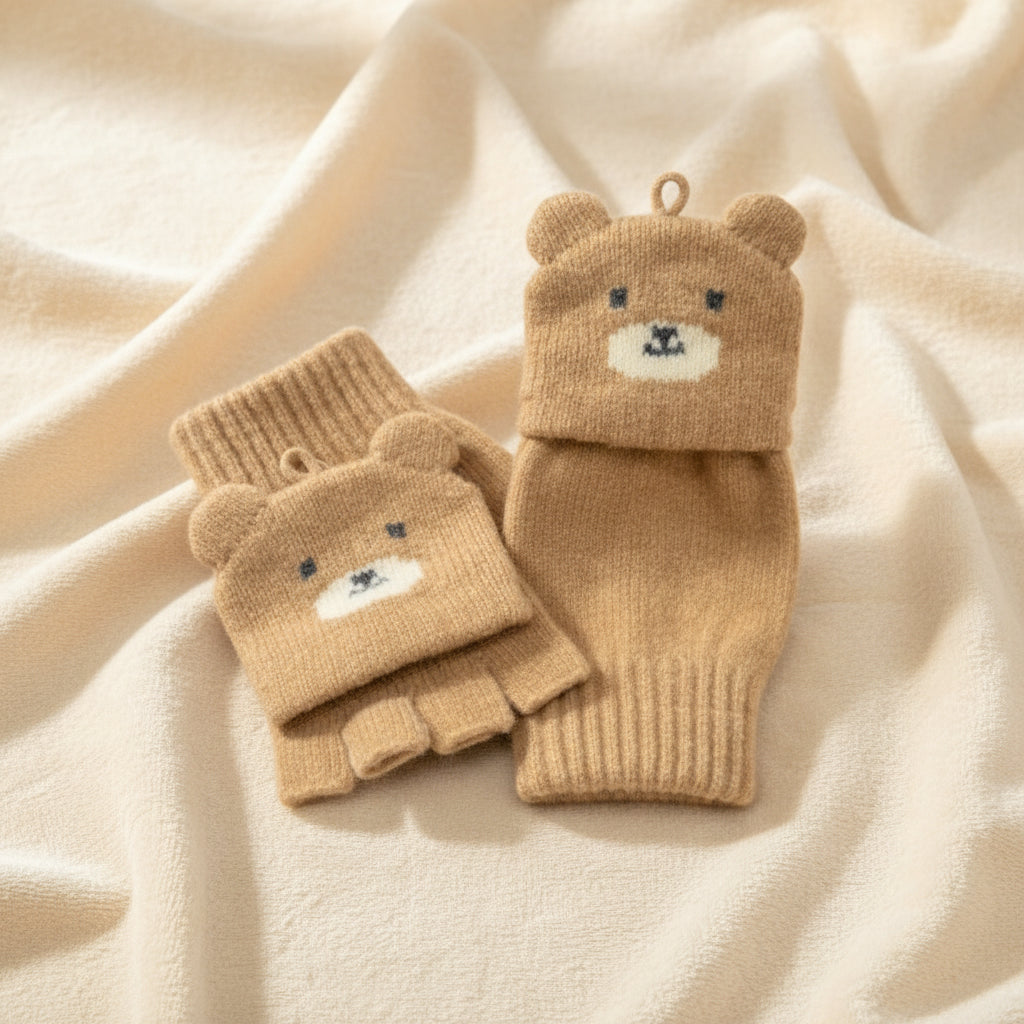 Self-Heating Animal Flip-Top Kids Gloves