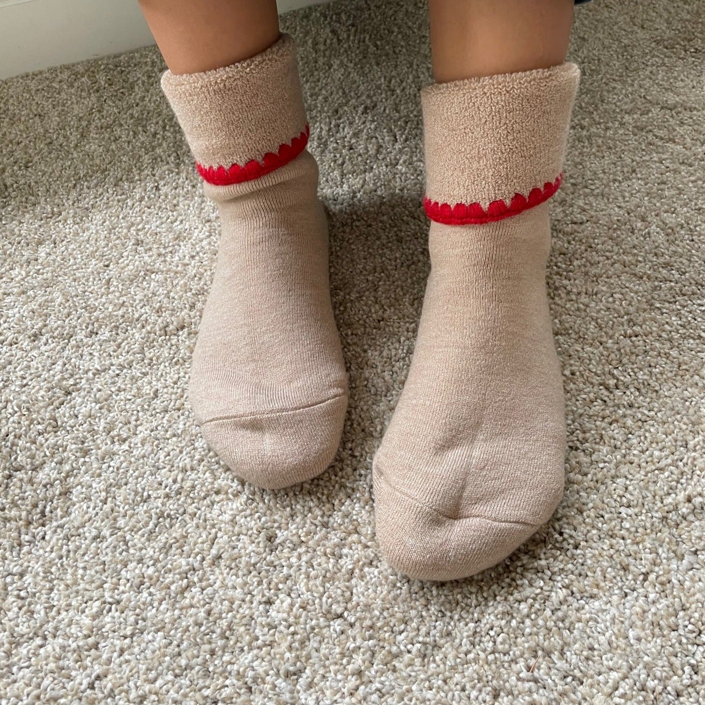 Handcrafted Wool Slipper Socks With Grips Medium