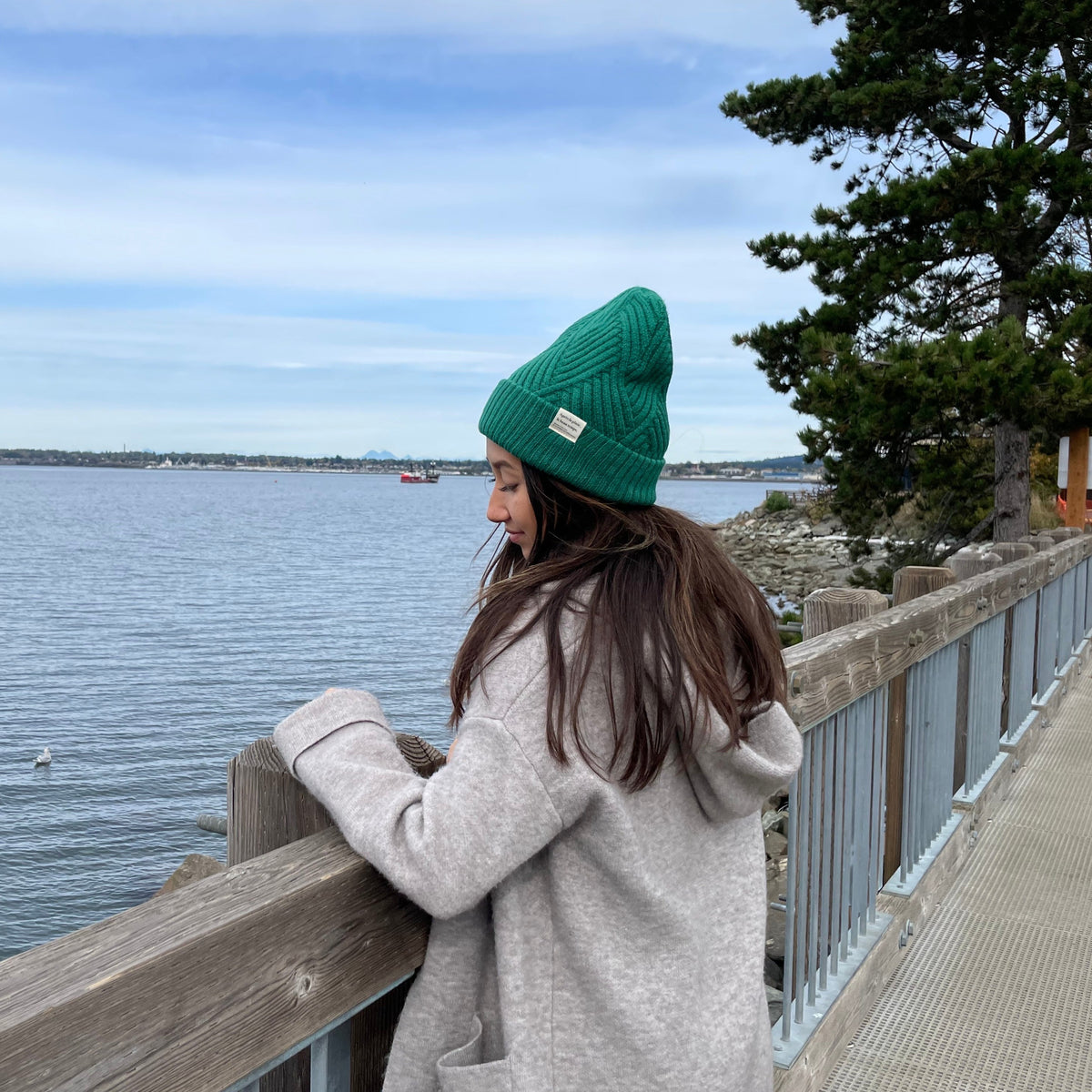 Recycled and Upcycled Fiber Design Knit 2-Way Reversible Beanie - CHERRYSTONEstyle