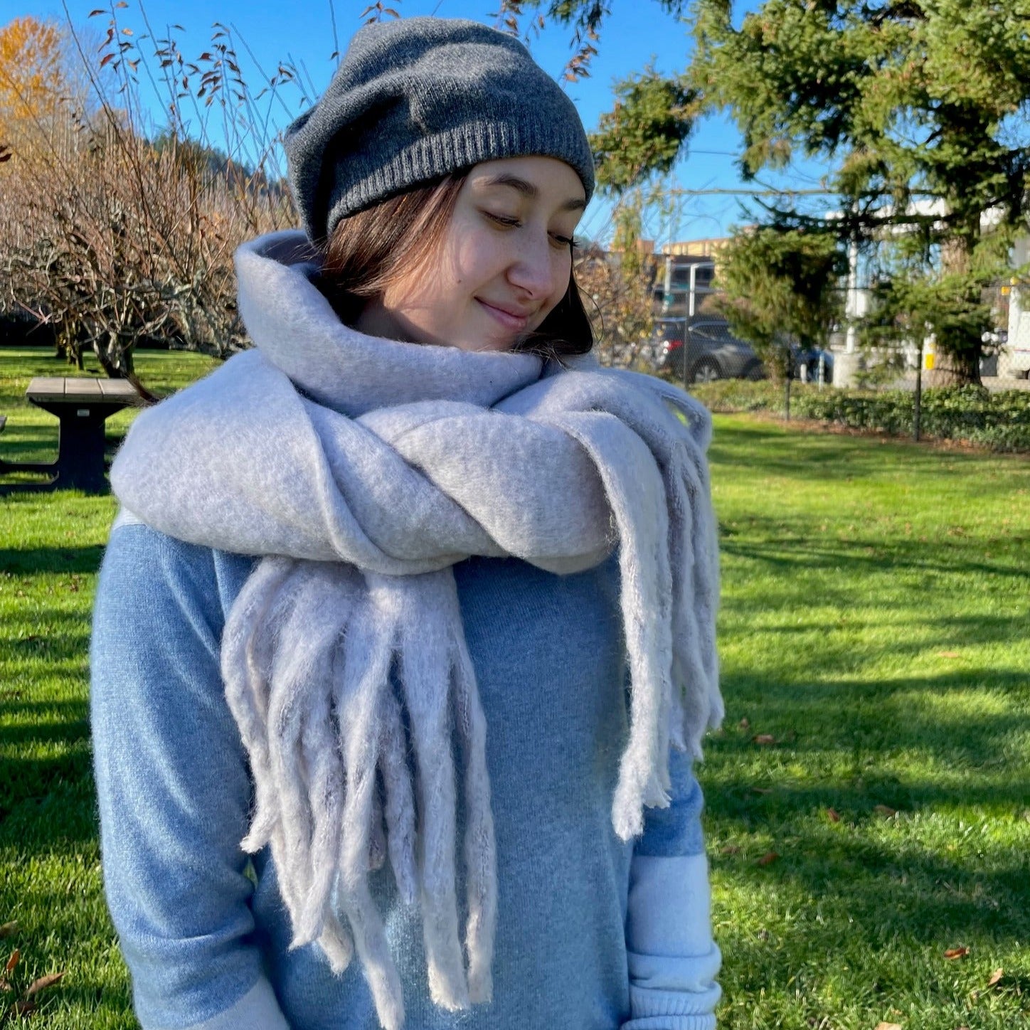 Warm Winter Chunky Fringe Scarf | Oversized Shawl | Solid 5 Colors