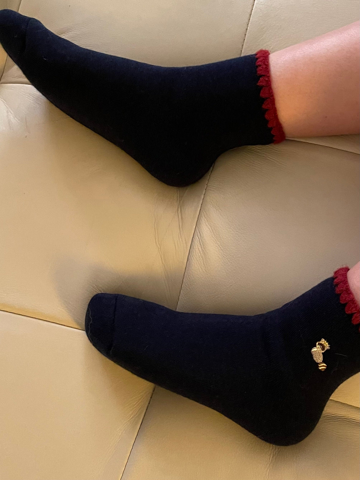 SPECIAL DEAL! 2 PAIRS |  Wool Raccoon Embroidery Crew Socks | Medium | 2 colors set - CHERRYSTONEstyle