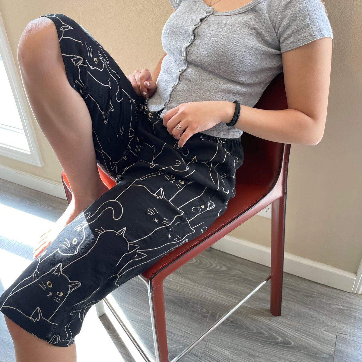 Cool, Stretchy, Comfy Lounge Pants | Unisex | Black Cat - CHERRYSTONEstyle