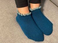 Picot Trim Thermal Wool Blend Slipper Socks with Grips | Size Large | 4 Colors - CHERRYSTONEstyle