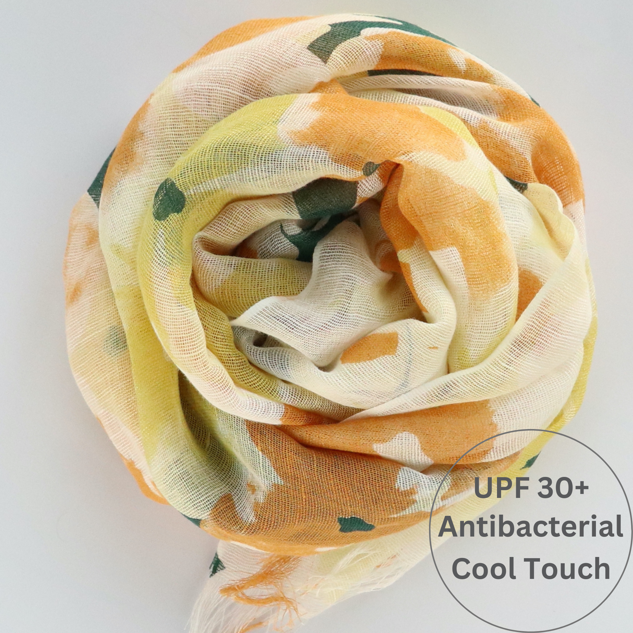 UPF 30+ Handwoven Cooling Fabric Linen Scarf on Loom | Flower Bouquet