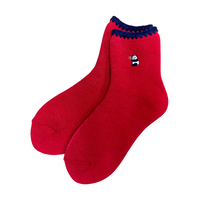 Wool Animal Crew Socks | Size Medium | Red with Panda - CHERRYSTONEstyle