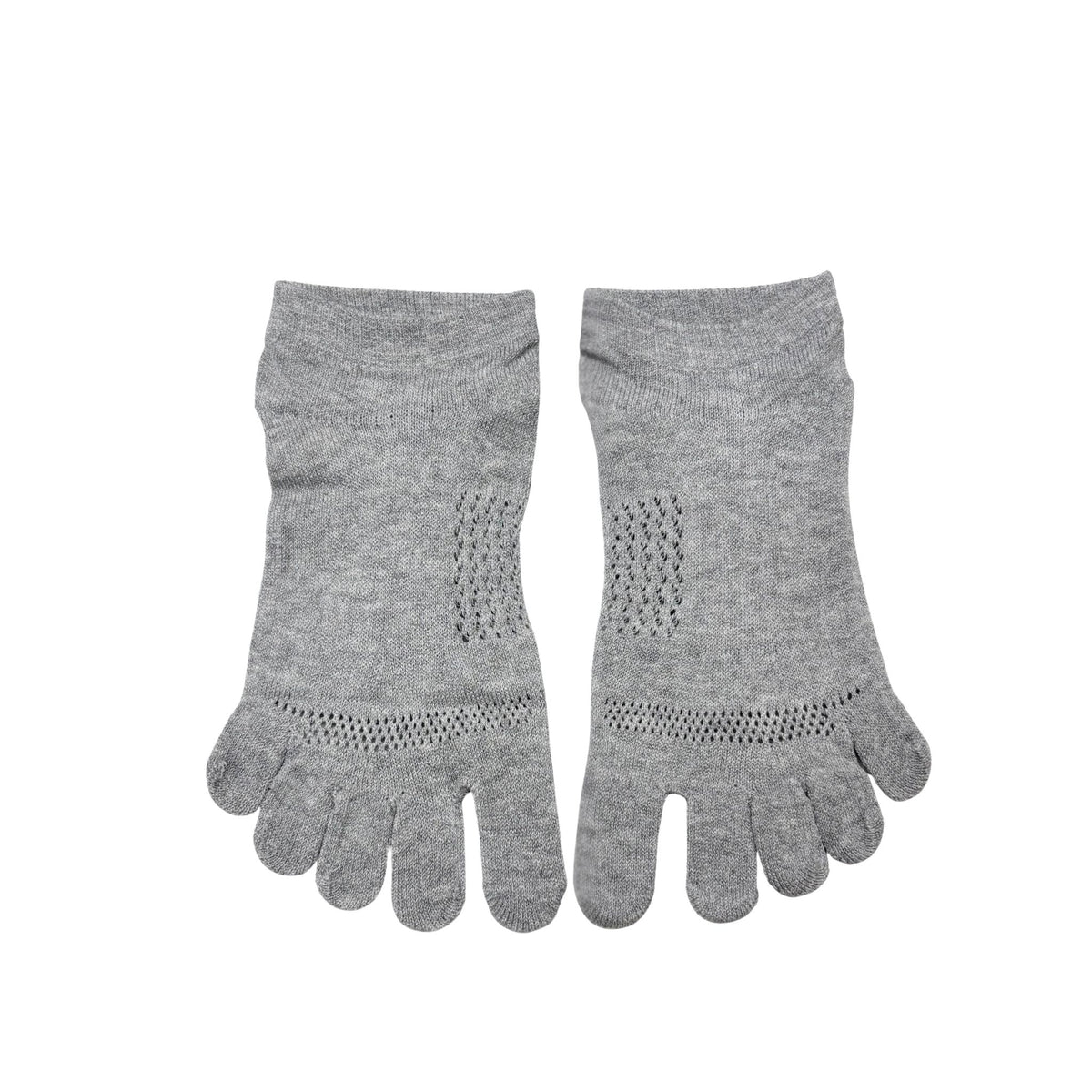 Pair of gray toe-separated socks on a white background