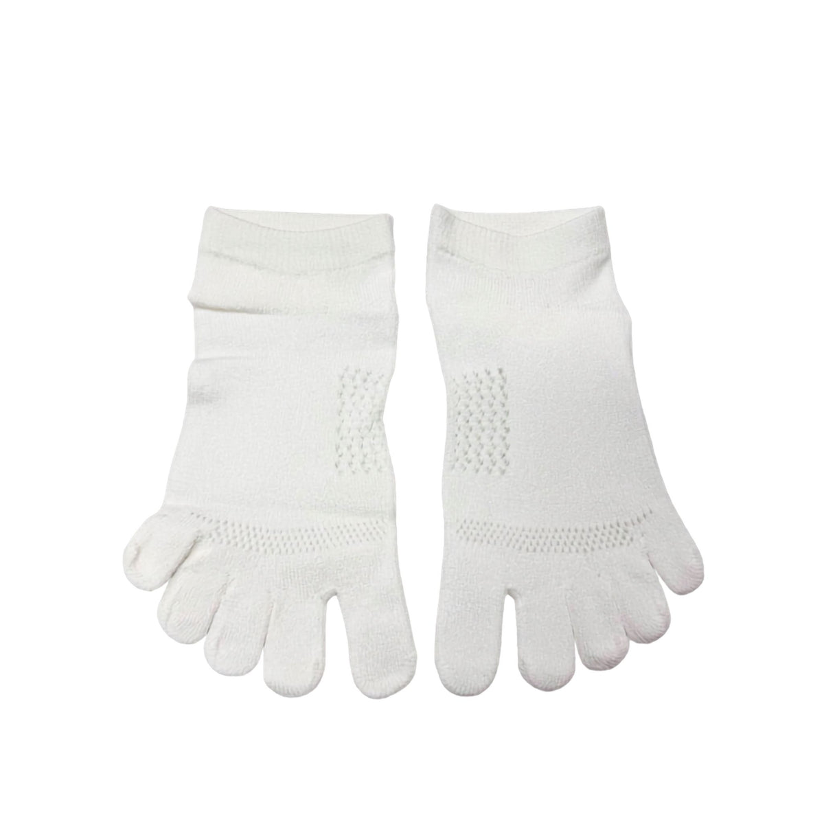 Pair of white toe socks on a white background