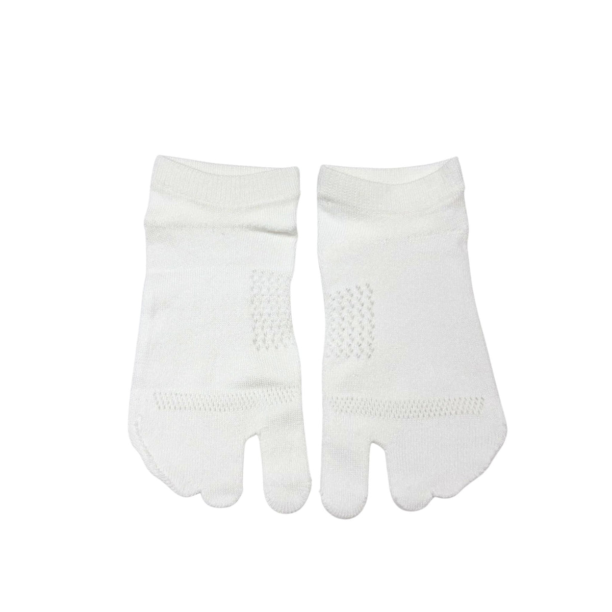 Pair of white tabi socks on a white background