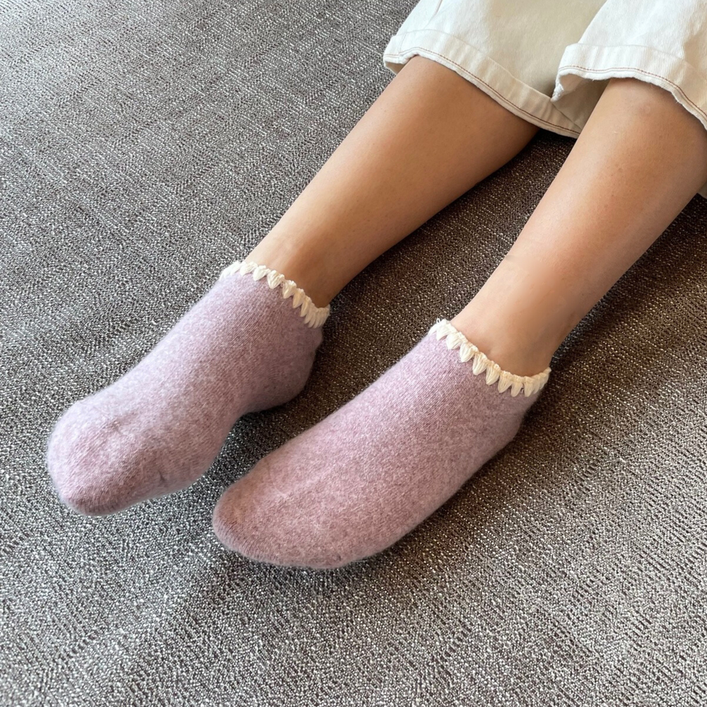 Handcrafted Angora Slipper Socks | Grips | M – CHERRYSTONE