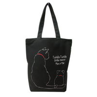 Upcycled Eco-Friendly Mommy and Me Animal Design Tote | Panda, Cat or Shiba Inu | Off White or Black -Plenty of space inside to easily accommodate for your laptop, books, clothes, & groceries. Crafted from high-quality, sustainable, and eco friendly materials. Top zipper, a side zipper pocket and a pocket inside for your smartphone. CHERRYSTONEstyle