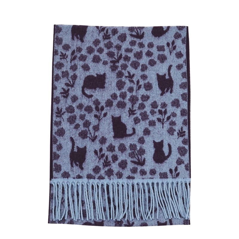 Cat & Flower Design Lightweight Winter Scarf