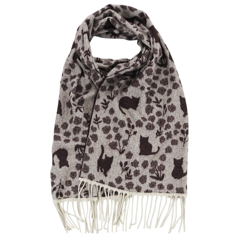 Cat & Flower Design Lightweight Winter Scarf