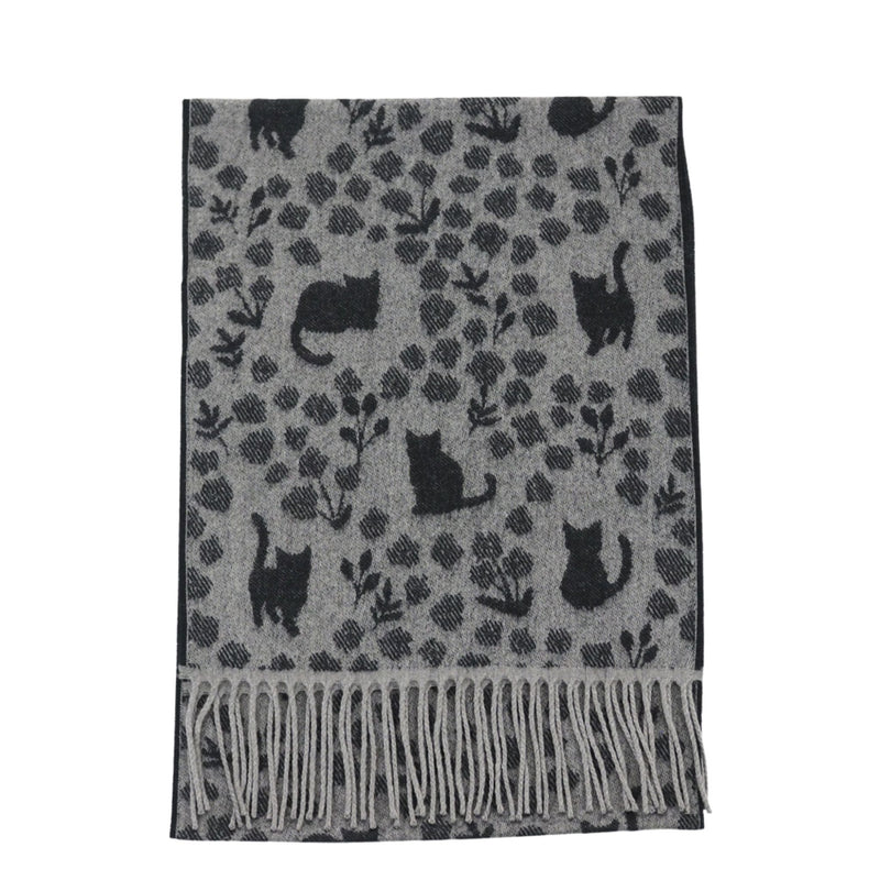 Cat & Flower Design Lightweight Winter Scarf