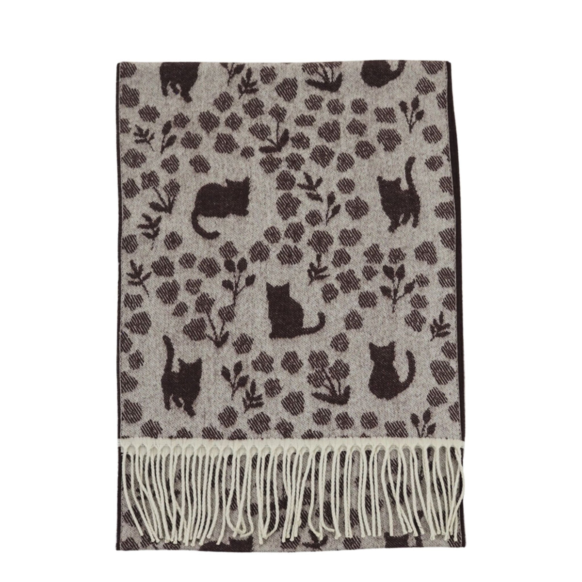 Cat & Flower Design Lightweight Winter Scarf