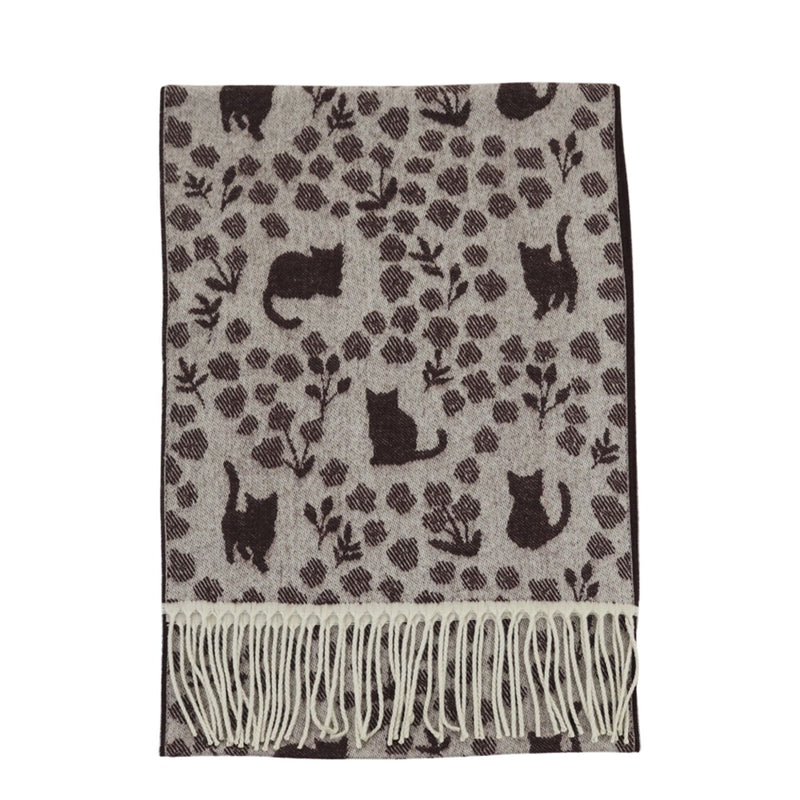 Cat & Flower Design Lightweight Winter Scarf